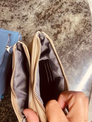 2 Carteras/Monederos Cremallera Beige y Azul