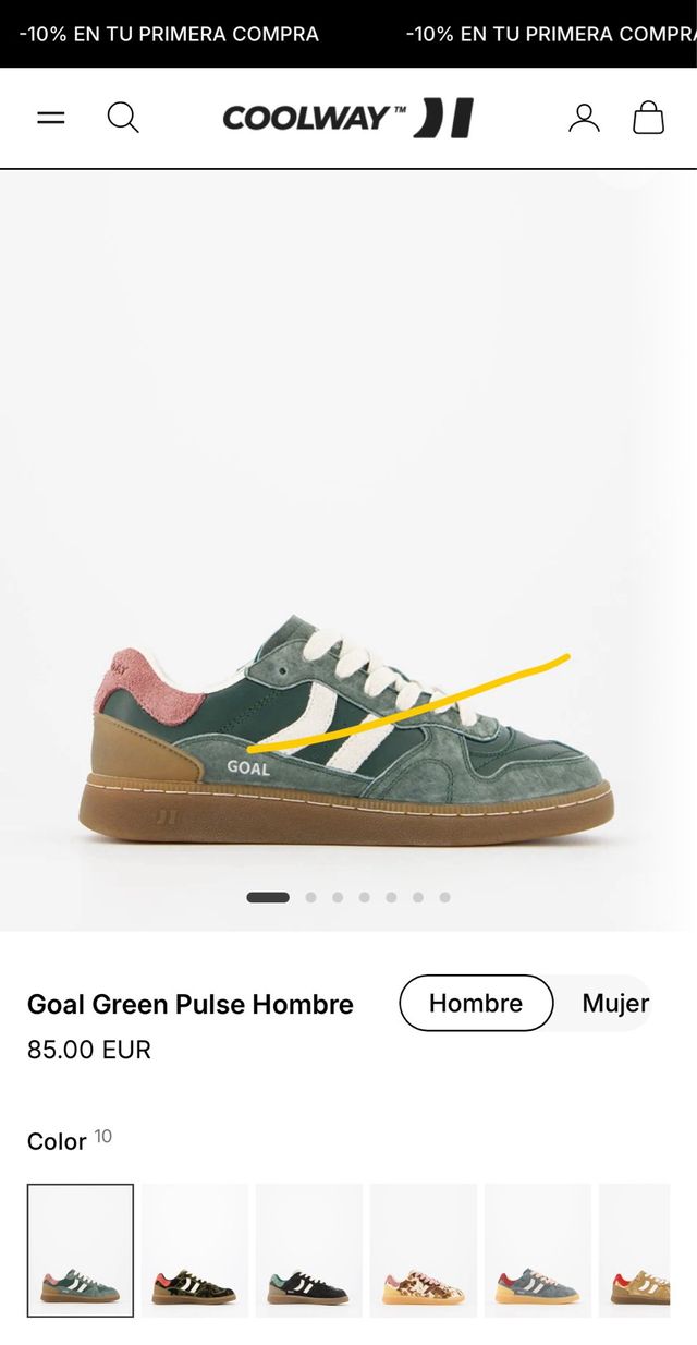 Zapatillas Coolway Goal unisex Verde/Rosa Talla 39