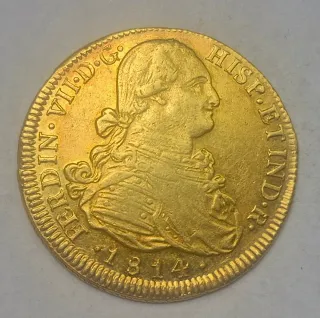 8 Escudos Oro Fernando VII 1814 Santiago
