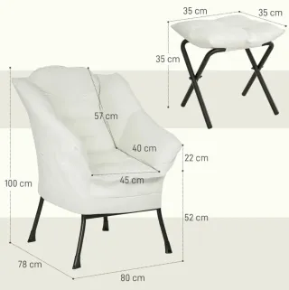 Sillón de salón blanco y negro