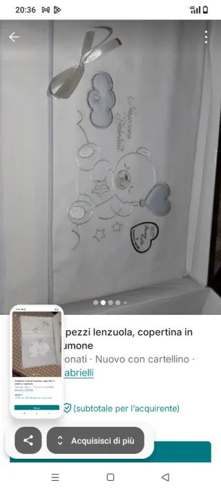 Set 5 pezzi lenzuola, copertina, piumone culla