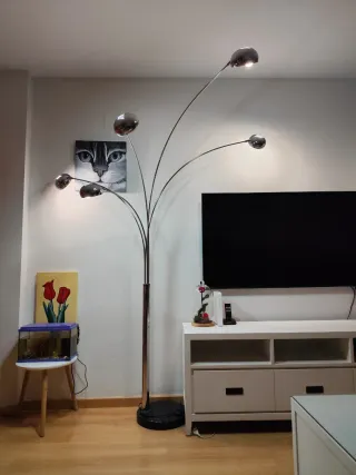 Lámpara de Pie Arco 5 Focos Moderna Base de marmol