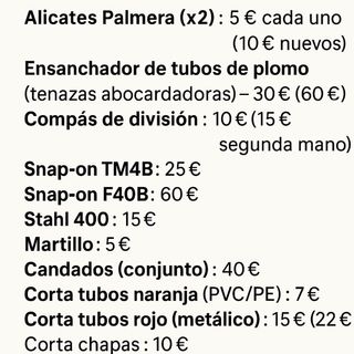 Lote de herramientas profesionales - FONTANERIA 