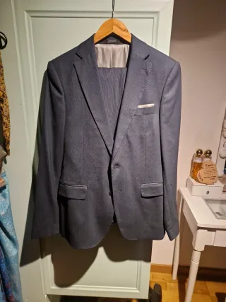 Traje Zara Azul/Gris + 2 Corbatas