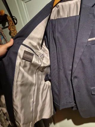 Traje Zara Azul/Gris + 2 Corbatas
