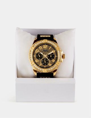 Reloj Guess Dorado y Negro con Cristales
