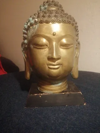 Antigua Cabeza Buda Bronce Pekín