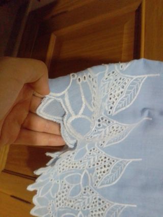 Blusa azul celeste sin mangas bordada