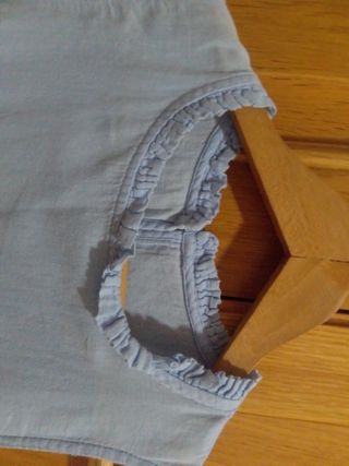 Blusa azul celeste sin mangas bordada