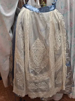 Traje de Fallera Completo Beige y Azul