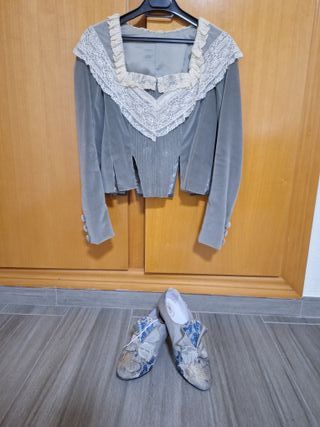 Traje de Fallera Completo Beige y Azul