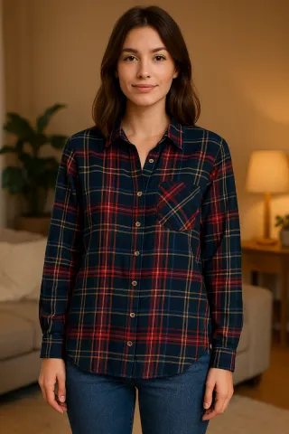 Camisa leñador cuadros azul y rojo