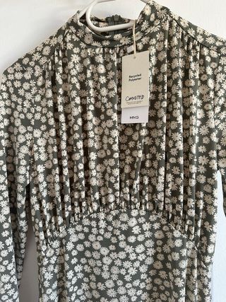 Vestido Mango floral verde nuevo con etiqueta