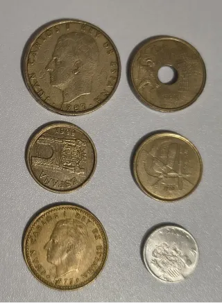Lote 6 monedas antiguas Pesetas España