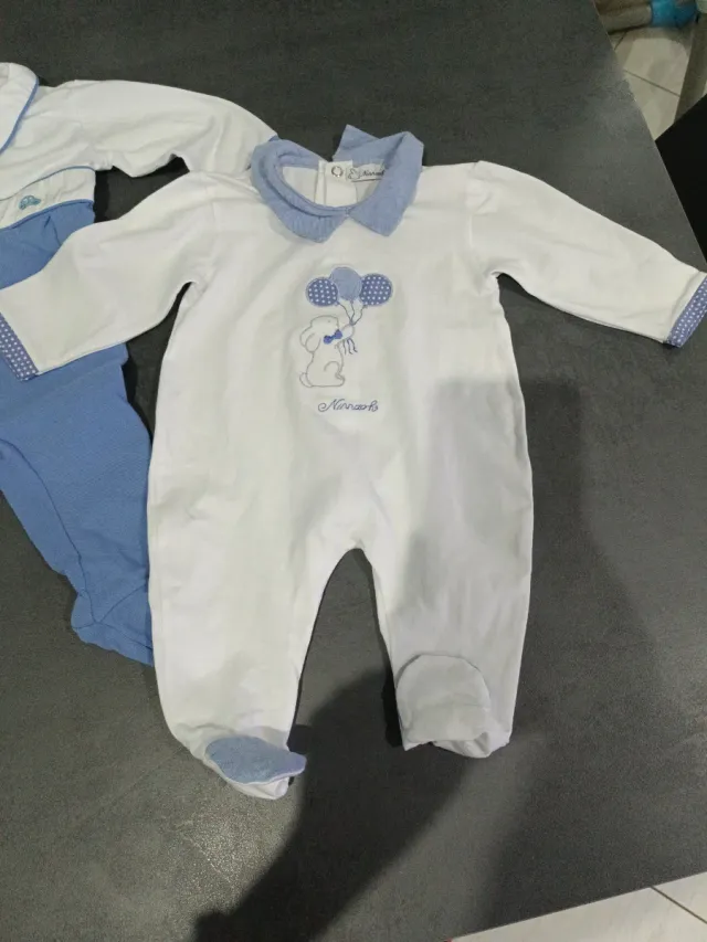 2 Tutine neonato bianca con orsetto