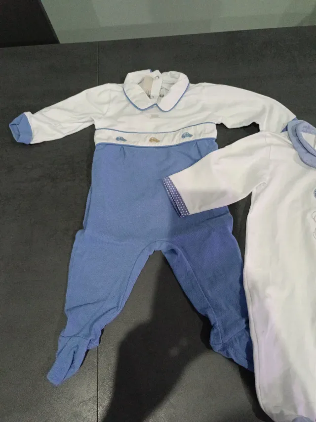 2 Tutine neonato bianca con orsetto