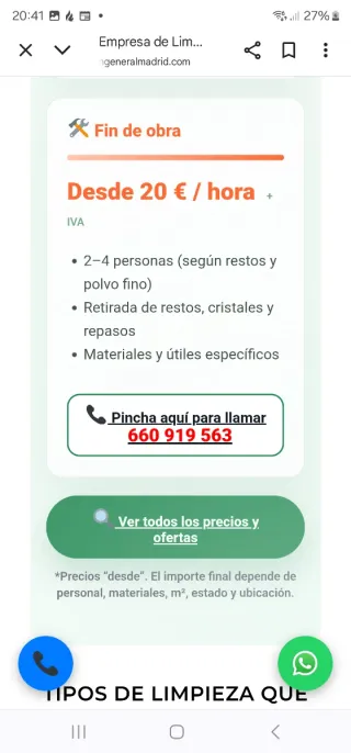 Servicios de limpieza en general 