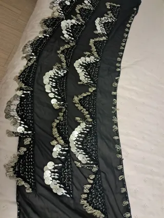 Pañuelo danza oriental negro con monedas