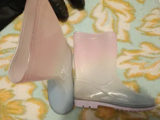 Botas de agua niña rosas y grises