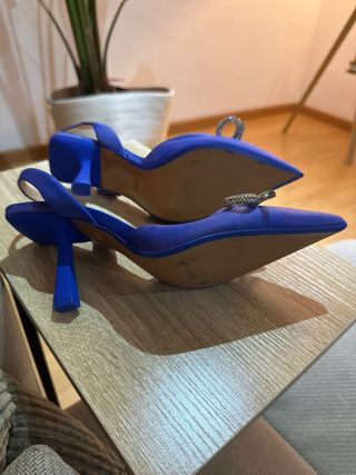 Zapatos Zara Tacon Azul Brillante