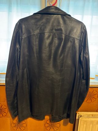 Cazadora cuero hombre negra