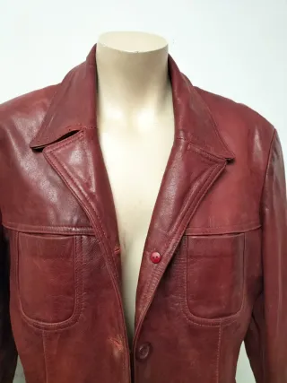 Chaqueta Piel Búfalo Vintage  Roja