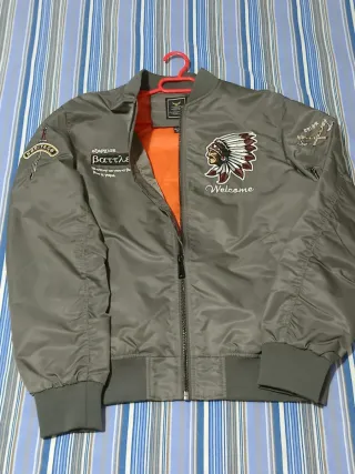 Cazadora Bomber Gris Naranja