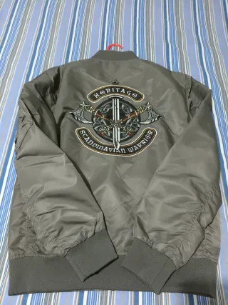 Cazadora Bomber Gris Naranja