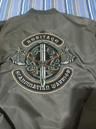 Cazadora Bomber Gris Naranja