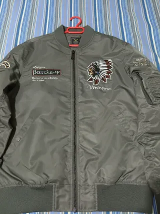 Cazadora Bomber Gris Naranja