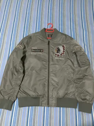 Cazadora Bomber Gris Naranja