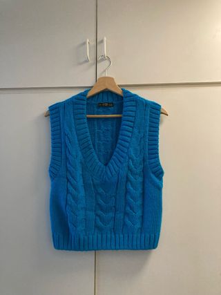 Chaleco de punto azul Stradivarius Talla S