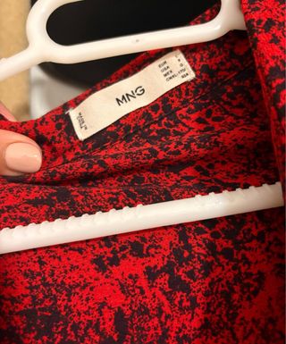 Camisa Mango Estampada Roja y Negra