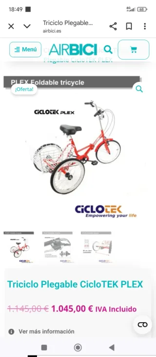 Triciclo Rojo Plegable