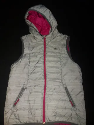 Chaleco Quechua niña gris y rosa Talla M (11-12)