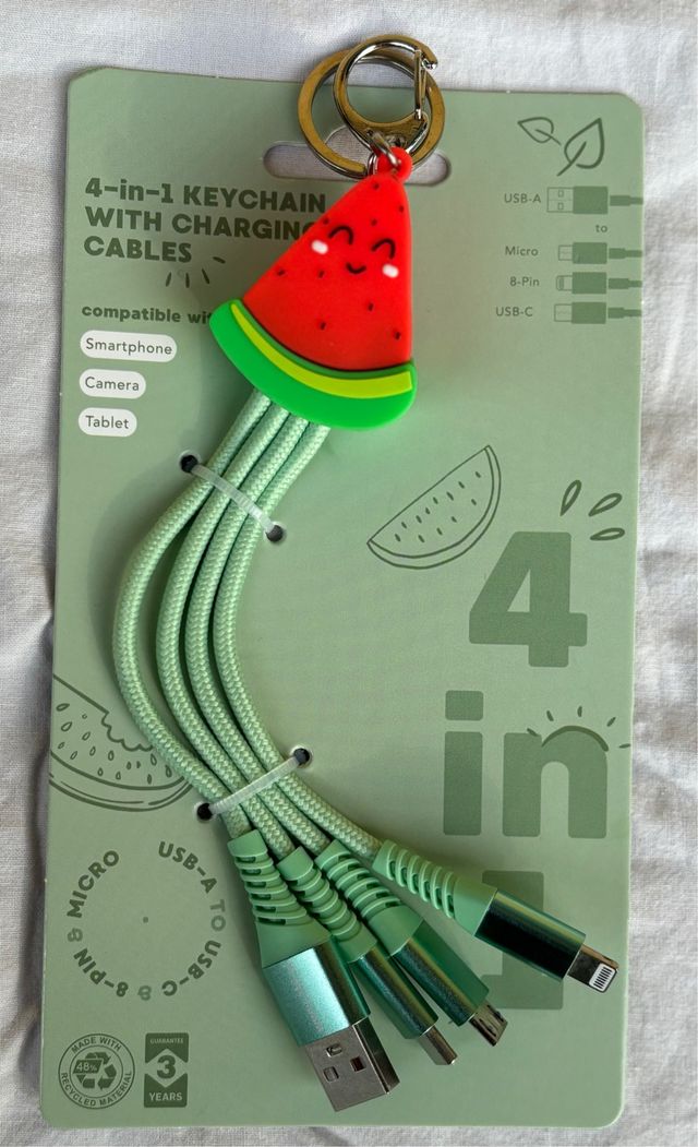 Portachiavi 4 in 1 Cavo Ricarica Anguria