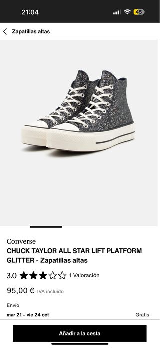 Converse Plataforma Brillo Talla 39