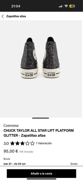 Converse Plataforma Brillo Talla 39