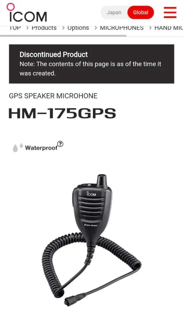 Microfono Icom HM-175GPS Gps + Altoparlante