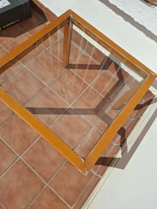 Mesa de terraza madera y cristal