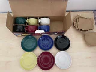 Set 6 tazzine caffè colorate ceramica nuove