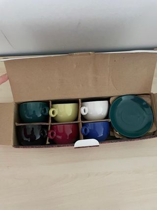 Set 6 tazzine caffè colorate ceramica nuove