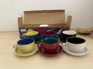 Set 6 tazzine caffè colorate ceramica nuove