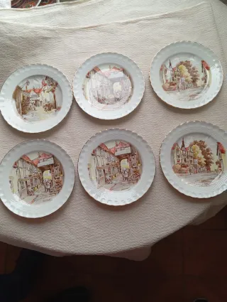 6 Platos Porcelana Antigua Pontesa 