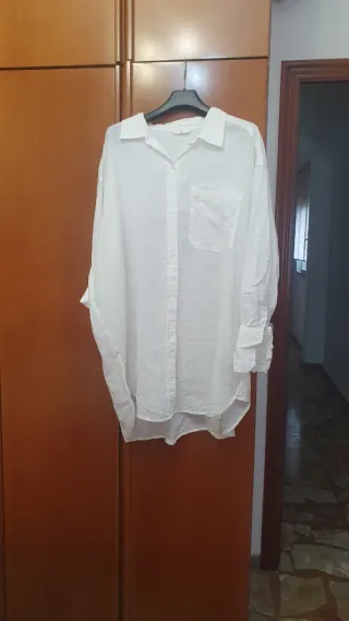 Camisola/Vestido Lino Blanco Talla Única