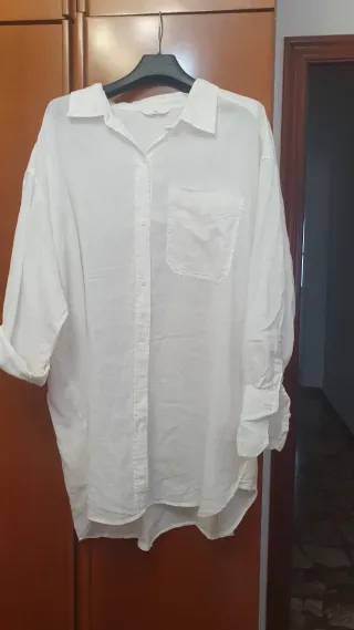 Camisola/Vestido Lino Blanco Talla Única