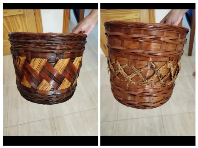 Lote 2 Maceteros Mimbre Beige y Marrón