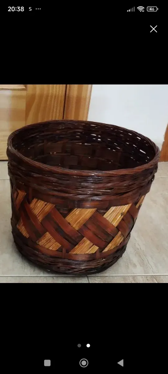 Lote 2 Maceteros Mimbre Beige y Marrón