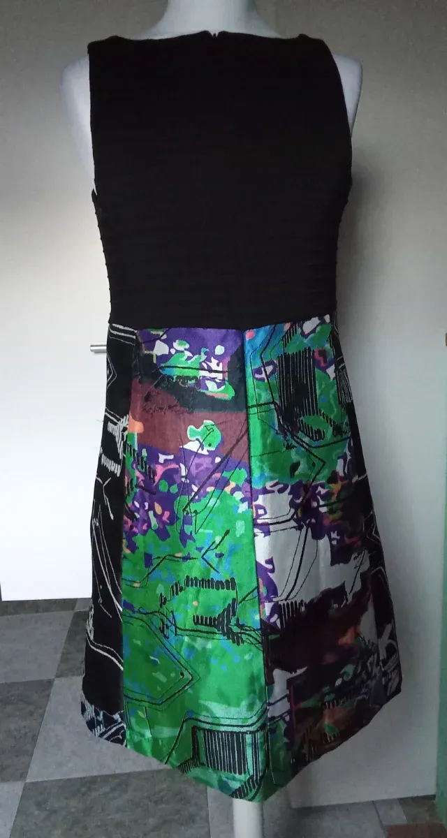 Vestido Desigual Negro Multicolor