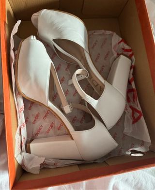 Zapatos de Novia Blancos Tacón Ancho